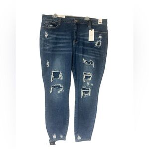 Judy Blue Mid Rise Denim Patch Skinny Jeans